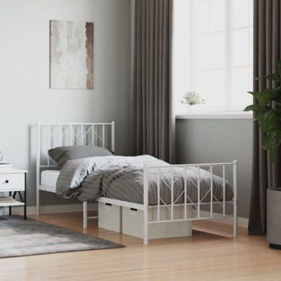 vidaXL Cadru de pat metalic cu tăblie de cap/picioare&amp;nbsp; alb, 80x200 cm foto