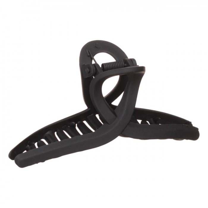 Clamă Păr Femei, Negru Mat, Model Buclă, 11 cm