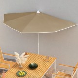 vidaXL Umbrelă de grădină cu st&acirc;lp, gri taupe, 180x90 cm, semirotundă 315562