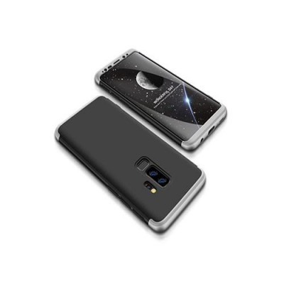 Husa Telefon Plastic Samsung Galaxy S9+ g965 360 Full Cover Silver&amp;amp;amp;Black foto