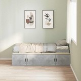 vidaXL Cadru de pat cu depozitare Gri beton 90 x 200 cm Lemn compozit