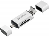 Cititor de carduri SD MicroSD cu conectare USB type C USB Micro USB Sandberg 136-28 argintiu