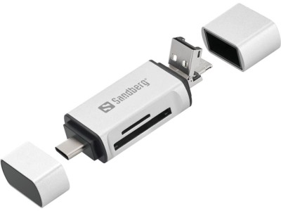 Cititor de carduri SD MicroSD cu conectare USB type C USB Micro USB Sandberg 136-28 argintiu foto