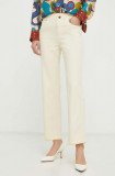 MAX&amp;Co. pantaloni femei, culoarea bej, drept, high waist 2416130000000, Max&amp;Co.