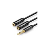 Ugreen Cablu adaptor de distribuție AUX mini jack de 3,5 mm, 25 cm - negru (10532)