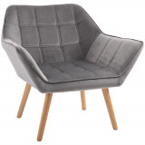 Fotoliu Living HOMCOM Stil Nordic din Lemn cu Efect de Catifea Gri pentru Sufragerie sau Birou, Dimensiuni 67x61.5x71cm | Aosom Rom&acirc;nia