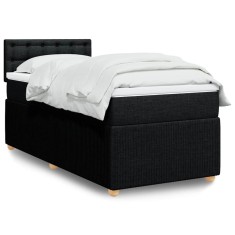 vidaXL Pat box spring cu saltea, negru, 90x200 cm, textil 3287355