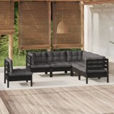 vidaXL Set mobilier grădină cu perne, 5 piese, negru, lemn de pin 3096410