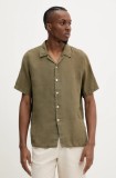 PS Paul Smith cămașă de in bărbați, culoarea verde, relaxed, M2R.695U.P22354