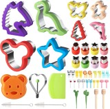 Cumpara ieftin Set 45 Forme Sandwich Prajituri Bento Box, Otel Inoxidabil + Furculite Plastic, Multicolor