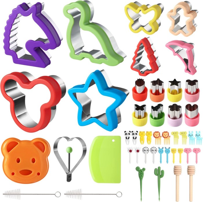 Set 45 forme pentru sandwich-uri, prajituri si furculite Bento Box,otel,plastic