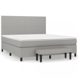 Cumpara ieftin Pat continental, gri deschis, 180x200 cm, material textil
