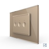 Intrerupator triplu cap scara / cap cruce cu touch Livolo cu rama din sticla, standard Italian - Serie noua SmartElectro IntelligentHouse