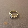 Inel geometric decupat cu zirconia dreptunghiular placat 14k - latime 7 mm
