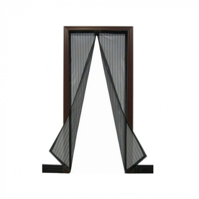 Plasa pentru usa impotriva tantarilor, mustelor si altor insecte, cu magnet, neagra, 210x100 cm