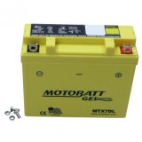 Baterie Moto, Voltaj: 12 V, Capacitate: 7 Ah, Lungime: 149 mm, Lățime: 60 mm, &Icirc;nălțime: 129 mm, Borna pozitivă in dreapta, Curent de pornire: 110 A