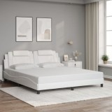 VidaXL Cadru de pat cu tăblie, alb, 180x200 cm, piele ecologică 3208111