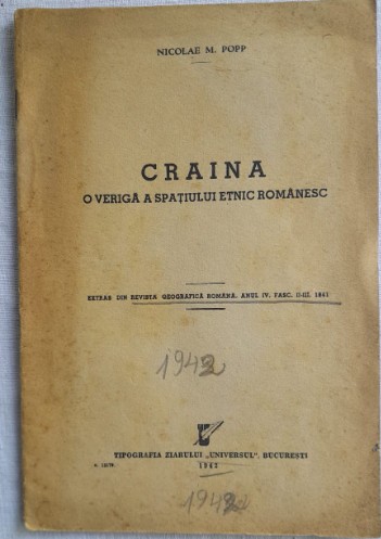 1942 &rdquo;Craina. O veriga a spatiului etnic romanesc&rdquo;, Nicolae M. Popp, Universul