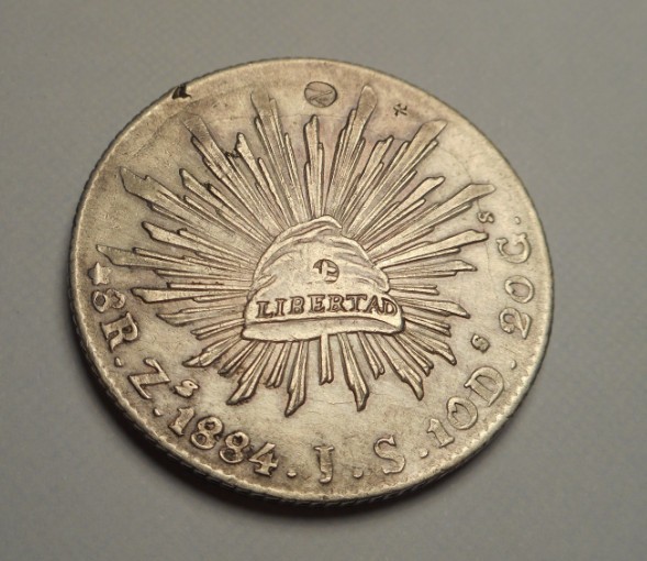 Mexic 8 Reali Reales 1884 Zacatecas Piesa de Colectie