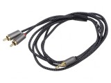 Cablu Jack 3.5mm la RCA 2m Aurit PVC, Goobay