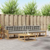 vidaXL Set de canapele de exterior cu pernă 4 pcs Alb și gri deschis 3386020