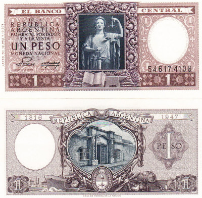 Argentina 1 Peso 1954 P-260b aUNC foto