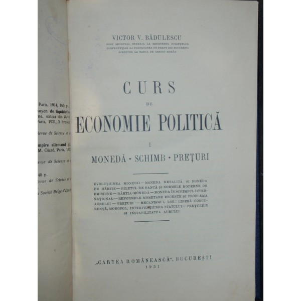 CURS DE ECONOMIE POLITICA - VICTOR V. BADULESCU