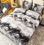 Cumpara ieftin Lenjerie De Pat Bane Xc110, Bumbac, 4 Piese, Cu Elastic, Gri, Imprimeu