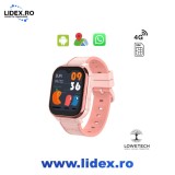 Ceas Smartwatch Copii LOWETECH, Android, 4G, GPS, Apel Video, Buton SOS, Whatsapp, Facebook, Youtube, Tiktok, Camera 3MP, Rezolutie HD, Culoare Roz