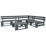 Cumpara ieftin Set mobilier de gradina din paleti, 4 piese, gri, lemn