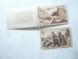 2 Timbre Algeria colonie franceza 1945 supratipar si 1948 Aviatie 100fr