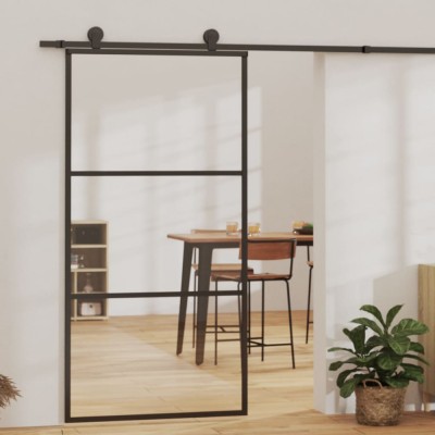 Ușă glisantă cu set feronerie, 102x205 cm, sticlă ESG/aluminiu foto