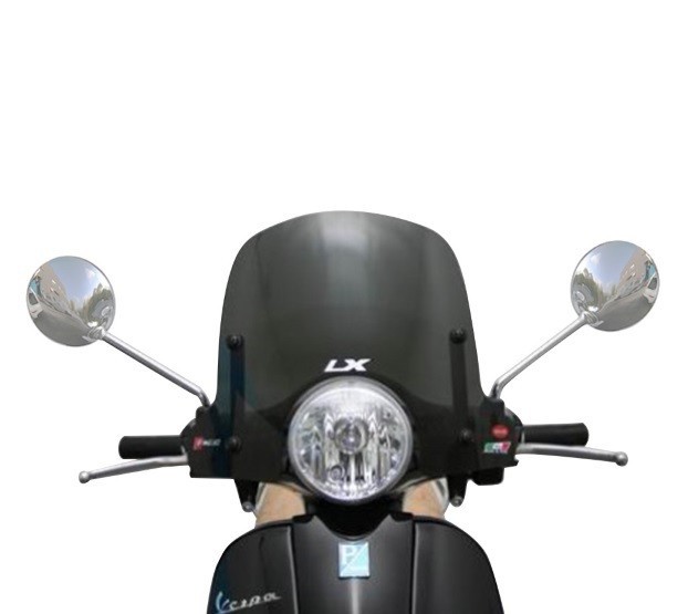 Parbriz mediu fumuriu inchis &quot;New Design&quot; Vespa LX 50-125-150cc - prinderi parbriz negre