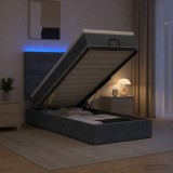Cumpara ieftin Pat Ottoman cu Saltea si LED Gri inchis 80 x 200 cm Catifea