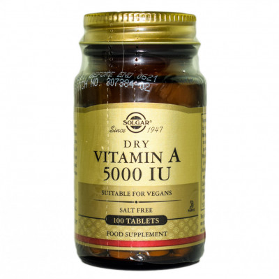 VITAMIN A 5000 IU dry tabs 100cps SOLGAR foto