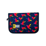 Cumpara ieftin Penar neechipat 1 fermoar 2 extensii Majewski, Gama St. Right, Colectia Rainbow Birds, PC-03, 21x14x3.5 cm