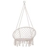 Hamac Brazilian Tip Scaun Springos Crem, Max 150kg, 79x80x120cm, Leagan Suspendat Interior/Exterior, Franjuri Boho