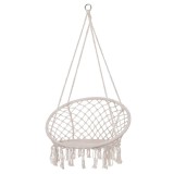 Hamac brazilian, tip scaun, Springos, crem, max 150kg, 79x80x120 cm