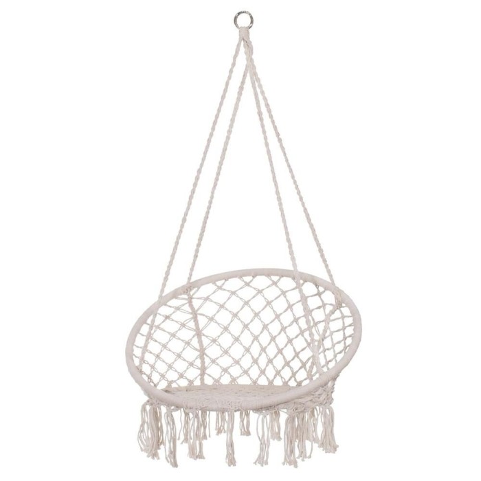Hamac brazilian, tip scaun, Springos, crem, max 150kg, 79x80x120 cm