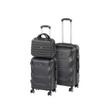 Set 3 Valize Rigide Leziter TraveLux Max VIII Negru ABS Roti 360 Compatibile Ryanair Wizz Air Cabina