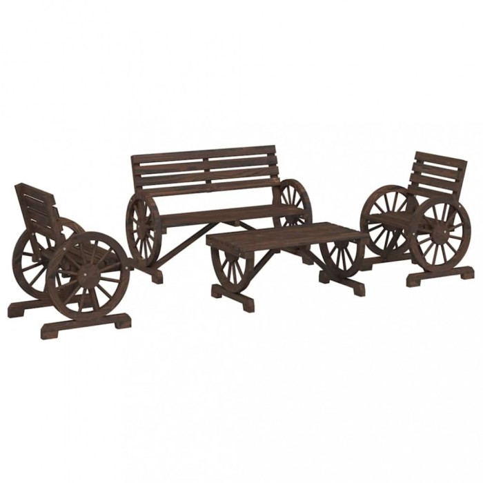 Set mobilier de gradina, 4 piese, lemn masiv de brad