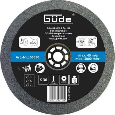 Disc abraziv pentru polizor de banc Gude 55530, O175x25x32 mm, granulatie K36 foto