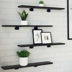 Raft pentru cărți 4 pcs Negru 60 x 10 x 1.5 cm Lemn compozit foto