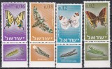 Israel 1965 - Fluturi și molii, Serie cu Tabsuri, MNH, Nestampilat
