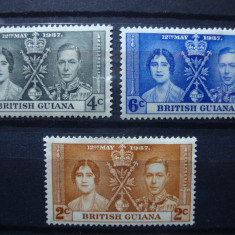 BRITISH GUIANA 1937 SERIE INCORONAREA GEORGE VI MH