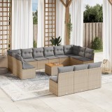 vidaXL Set canapele de grădină, 14 piese, cu perne, bej, poliratan