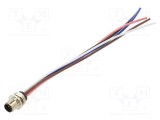 Conector M12 tată 5 pini 16A 63V IP67 drept cu cablu 0,2m LUTRONIC