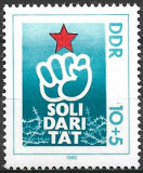 B0575 - Germania DDR 1980 - Solidaritate neuzat,perfecta stare, Nestampilat