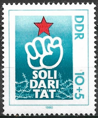 B0575 - Germania DDR 1980 - Solidaritate neuzat,perfecta stare foto