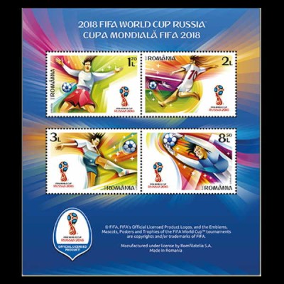 ✅RO 2018 ,LP 2197a ,&amp;quot;Cupa Mondiala FIFA 2018 - Rusia&amp;quot;,colita 734 ,MNH foto